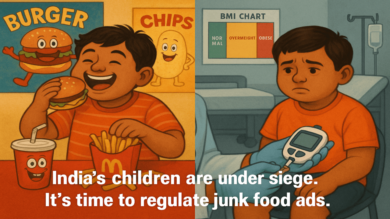 Indian boy eating junk food and ends up in hospital as junk food is causing diabetes.
